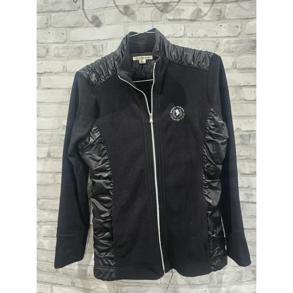 Women L Mount Vernon Country Club Full Zip Jacket Black Raching Cutter & Buck